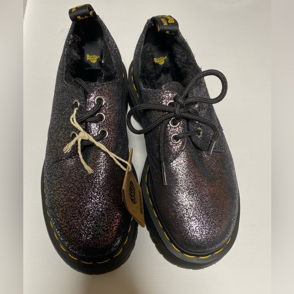 Dr Martens 1461 Quad Metallic Platforms With Yellow Stitching Size 37(6) NEW - Picture 3 of 9